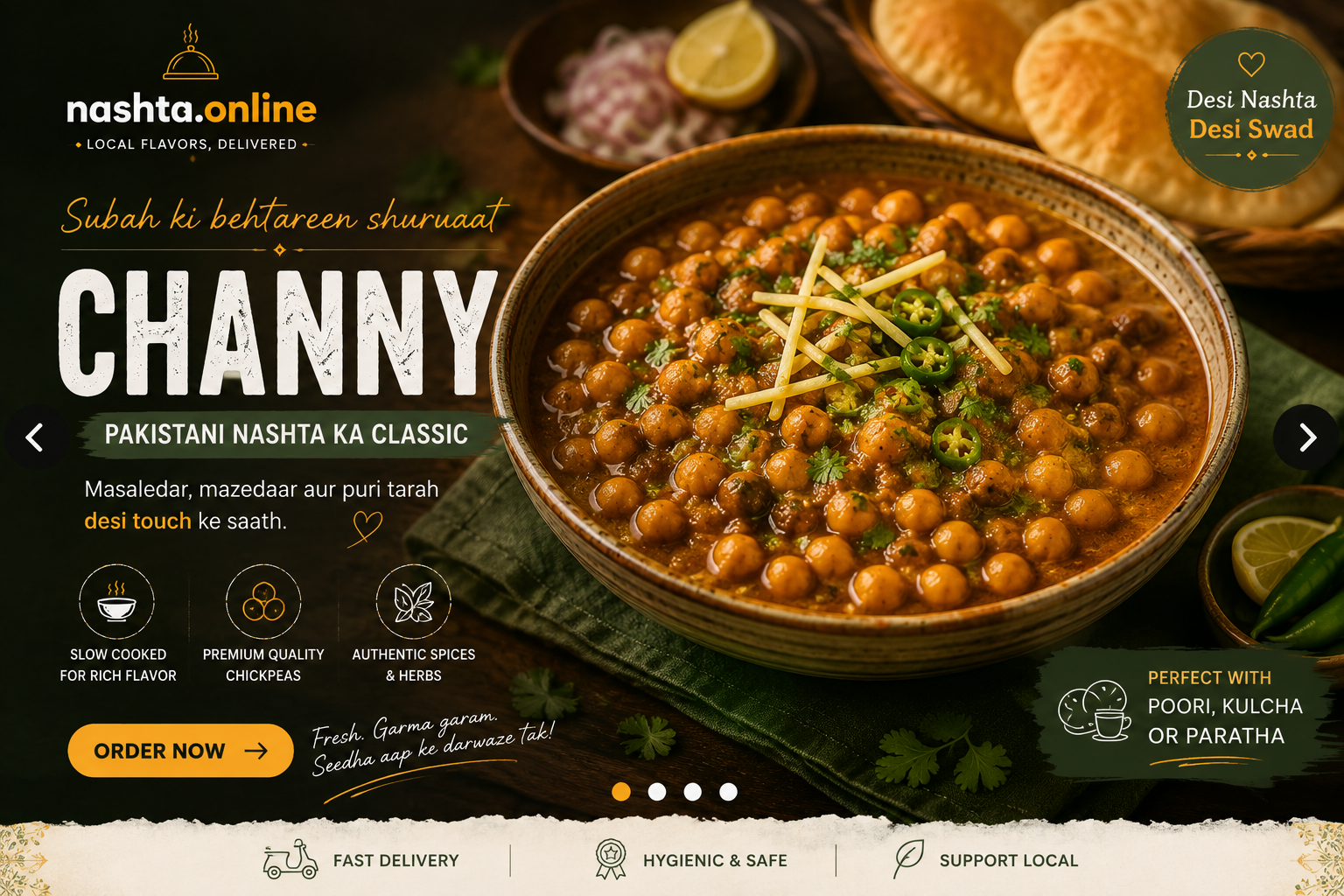 Hearty chana breakfast with warm spices