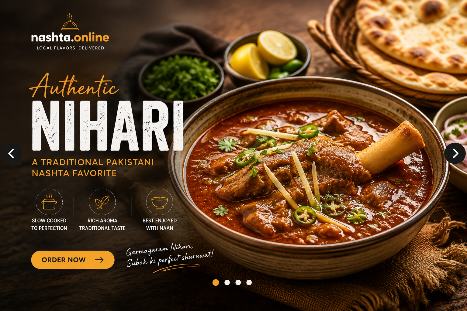 Traditional nihari breakfast served hot